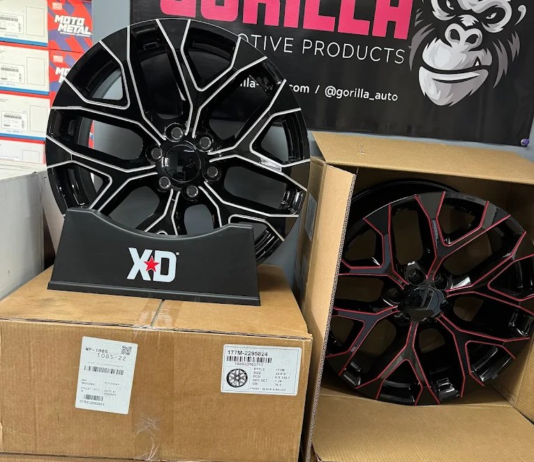 Black Rhino and Gorilla custom wheels on display